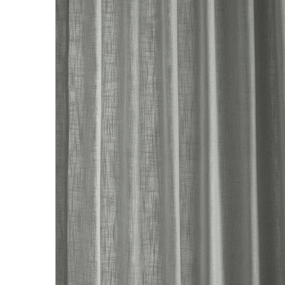 Ash Grey Light-Filtering Faux Linen Rod Pocket Curtain Panel