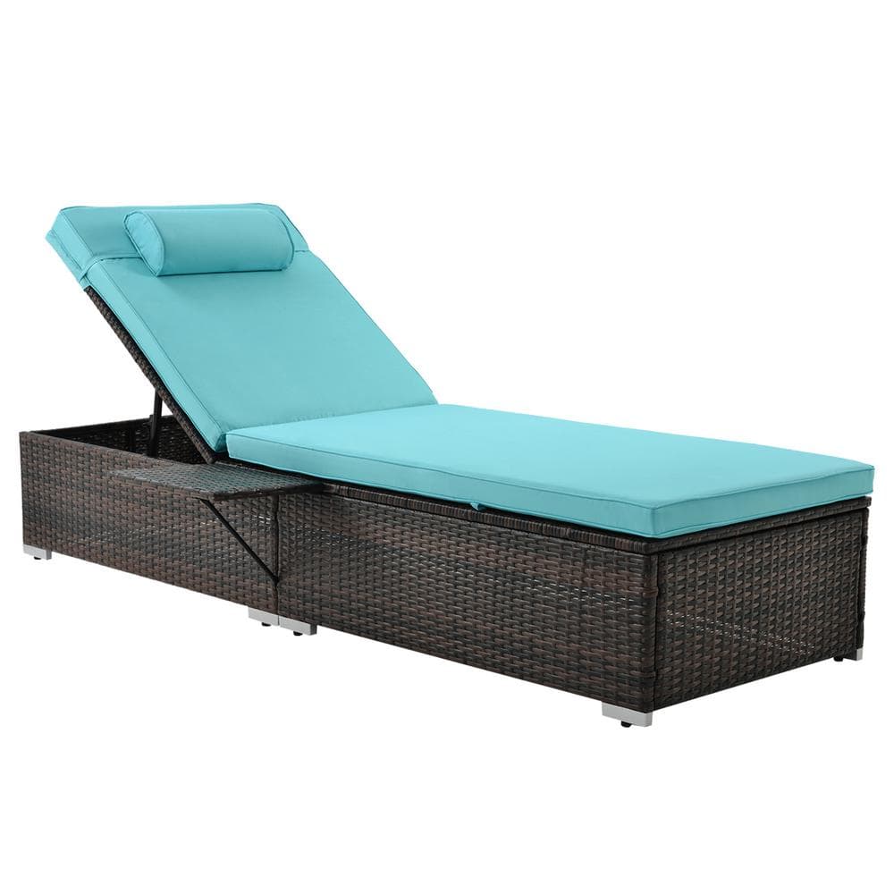 2-Pack Brown Wicker Outdoor Patio Chaise Lounge Chair, with Elegant Reclini