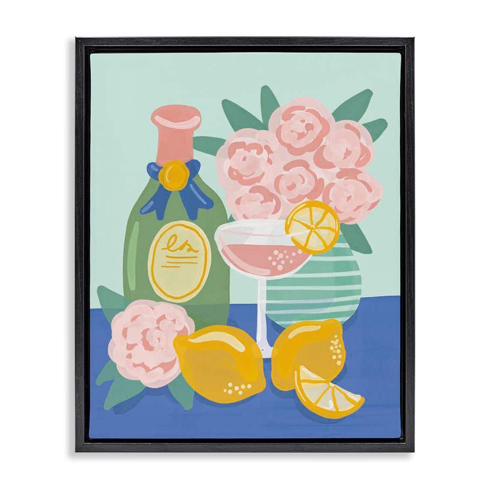 Lemons and Drinks Still Life by Kristina Hultkrantz Black Floater Frame Food Graphic Art Print 21 in. x 17 in. price history on PriceWatchPro