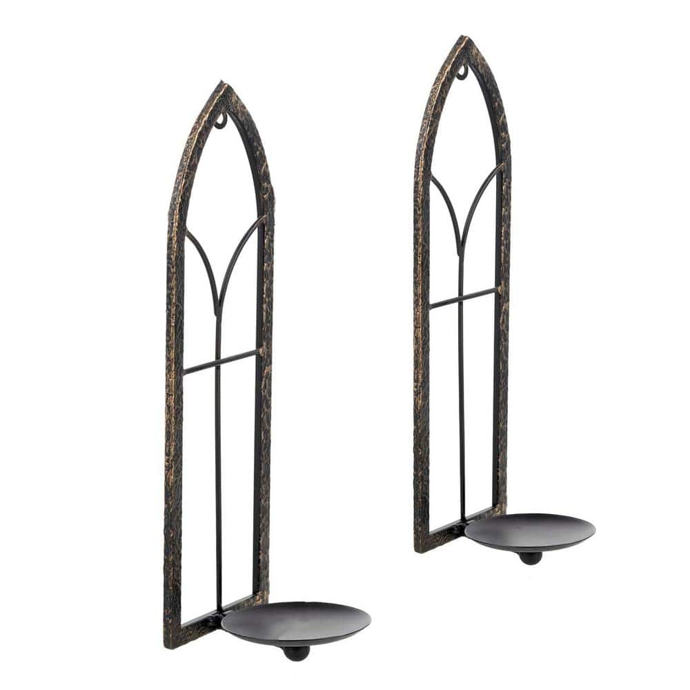 Black Metal Wall Candle Sconce Holder Set of 2
