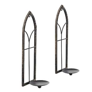 Black Metal Wall Candle Sconce Holder Set of 2