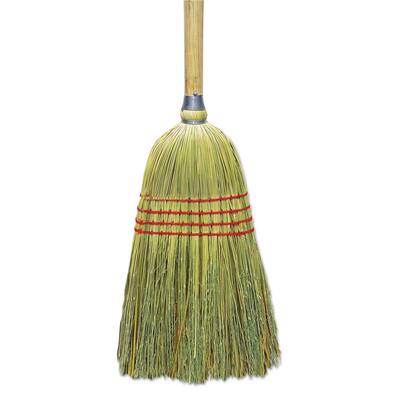 56 in. Corn/Fiber, Lacquered Wood Handle Upright Broom in Natural (6/Carton)