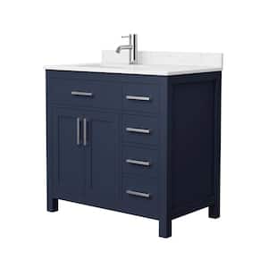 Beckett 36 in. W x 22 in. D x 35 in. H Single Sink Bathroom Vanity in Dark Blue with Carrara Cultured Marble Top