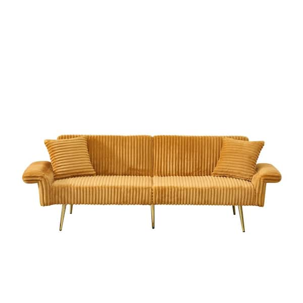 Z-joyee Modern 68.5in. Width Gray Soild Velvet Twin Size Sofa Bed