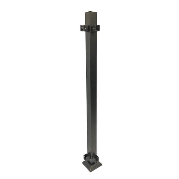 FORTRESS Fe26 2 in. x 2 in. x 39-1/2 in. Bronze Steel Railing Corner Post with Brackets