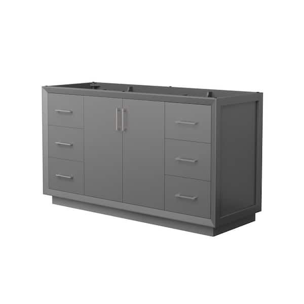 Wyndham Collection Strada 59.25 in. W x 21.75 in. D x 34.25 in. H Single Bath Vanity Cabinet without Top in Dark Gray