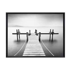 Lake Pier Framed Canvas Wall Art - 24 in. x 16 in. Size, by Kelly Merkur 1-piece Black Frame