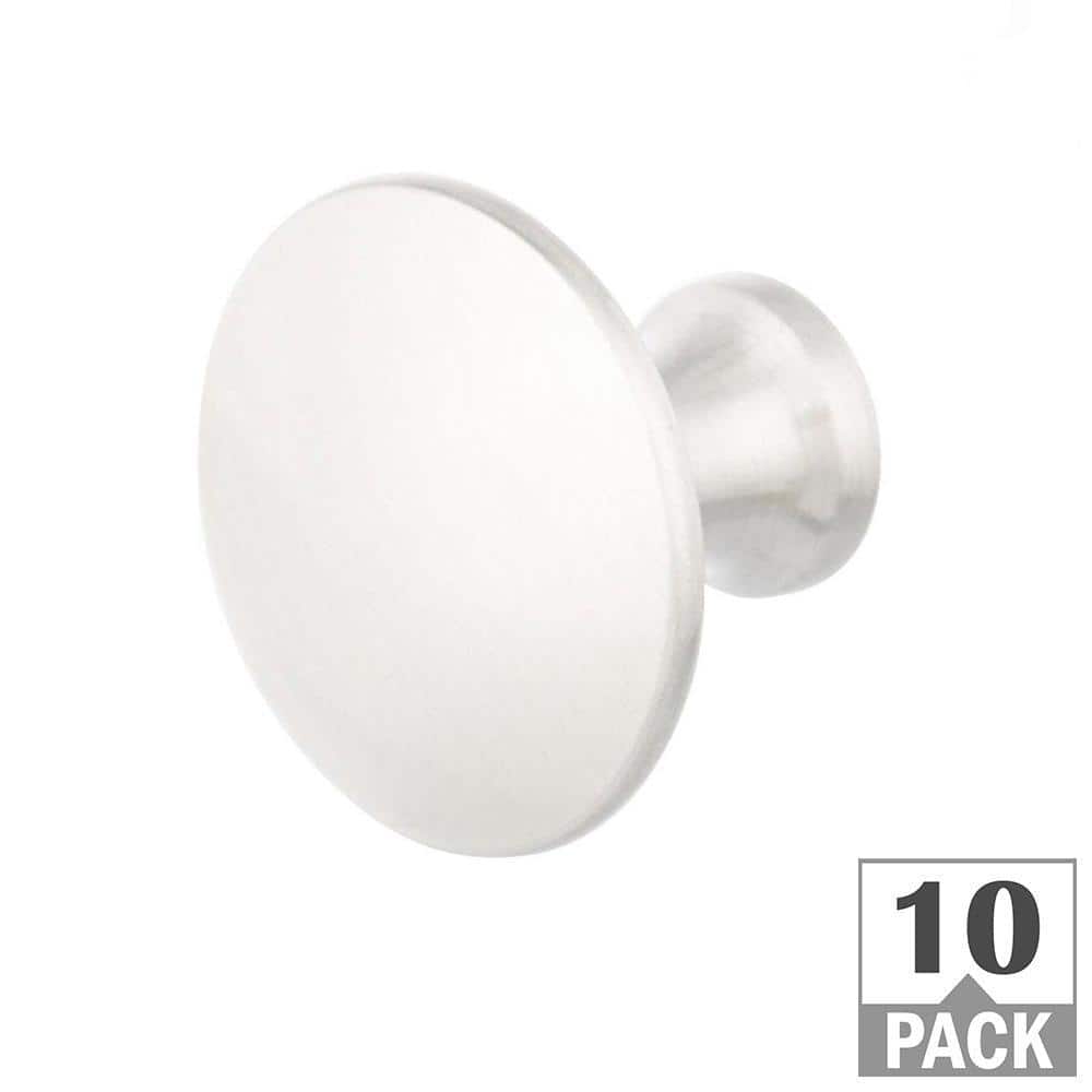 Refined 1-3/16 in. satin nickel Classic Round Cabinet Knob (10-Pack)