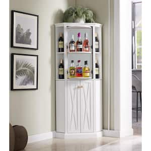 FESTIVO White Wood Bar Wine Cabinet with Brushed Nickel Knobs FWC20103 -  The Home Depot