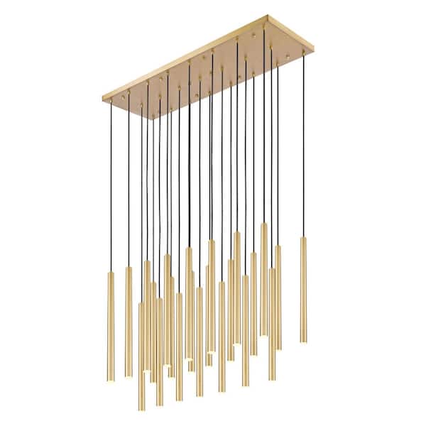 Forest 54 inch Modern Gold 23 Light Integrated LED Linear Chandelier