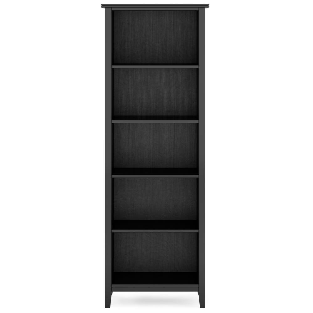 Artisan Solid Wood 72'' Adjustable 5-Shelf Bookcase in Black