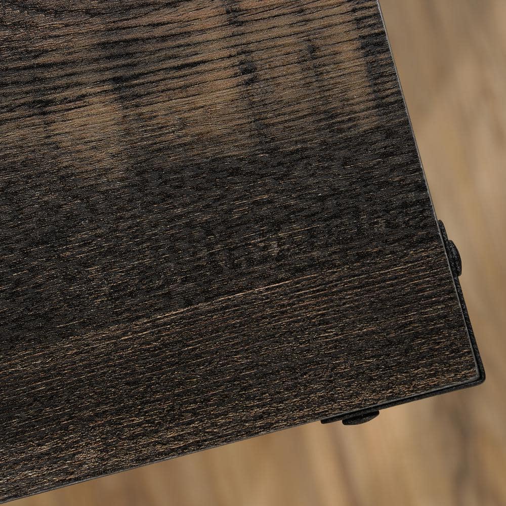Carbon Oak and Black Industrial L-Shaped Desk with File Storage