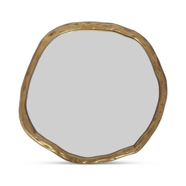 Calantha Gold 24 in. W x 24 in. H Contemporary Round Aluminum Framed Mirror
