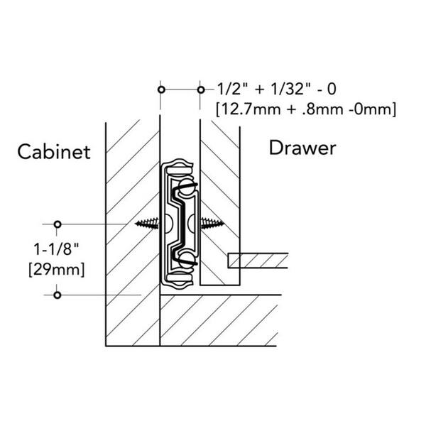 12 in. Full Extension Ball Bearing Side Mount Drawer Slide Set with Rear Bracket (4-Pair)