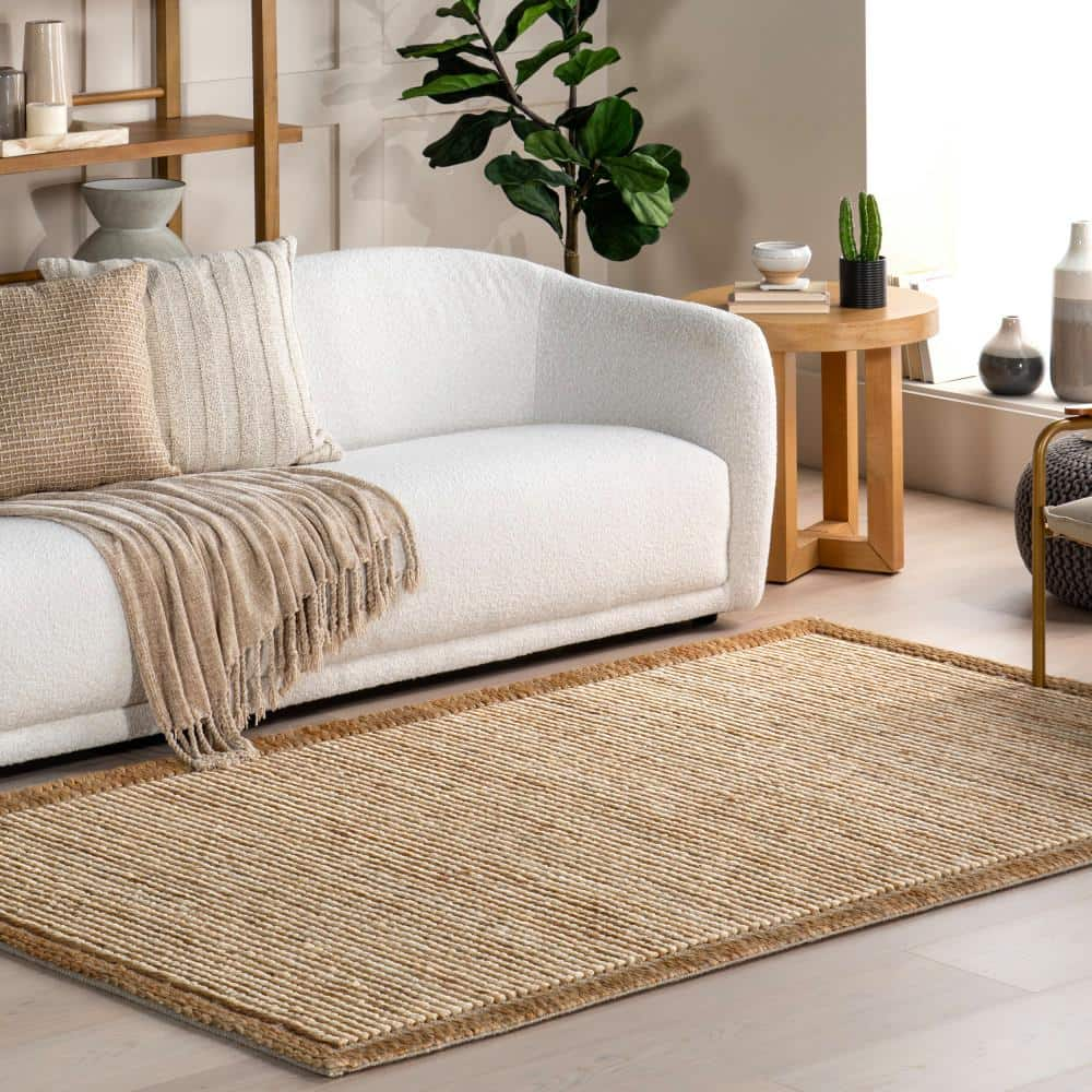 nuLOOM Nava Casual Bordered Jute Ivory 5 ft. x 8 ft. Area Rug