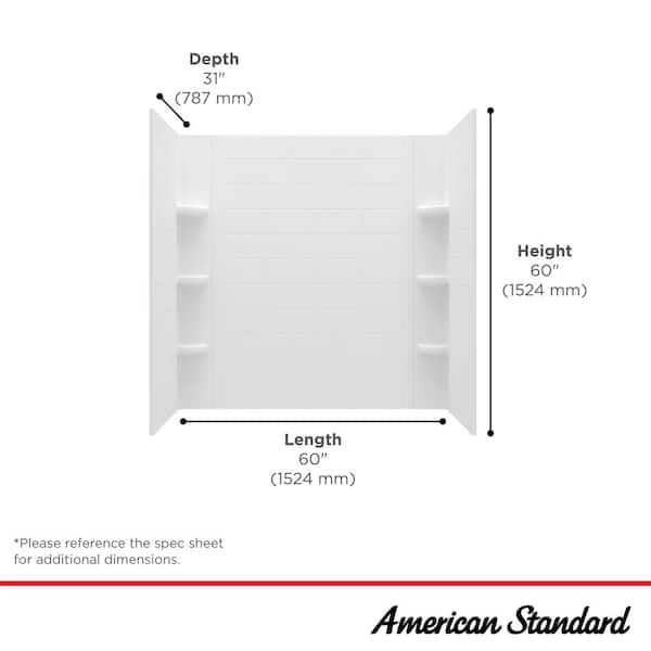 American Standard Princeton PRO 60 in. W x 60 in. H 3 Piece