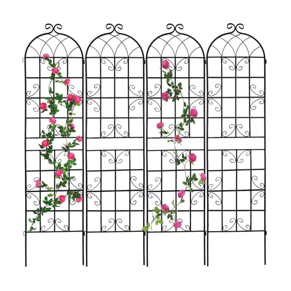 86.7 in. x 19.7 in. Black Metal Garden Trellis Rustproof Climbing Plants Outdoor Flower Support Wedding Décor (4-Pack) price history on PriceWatchPro