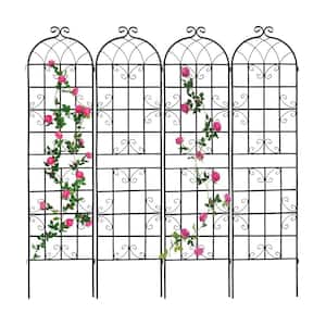 4 Pack 86.7 in. x 19.7 in. Black Metal Garden Trellis Rustproof Climbing Plants Outdoor Flower Support for Wedding Decor