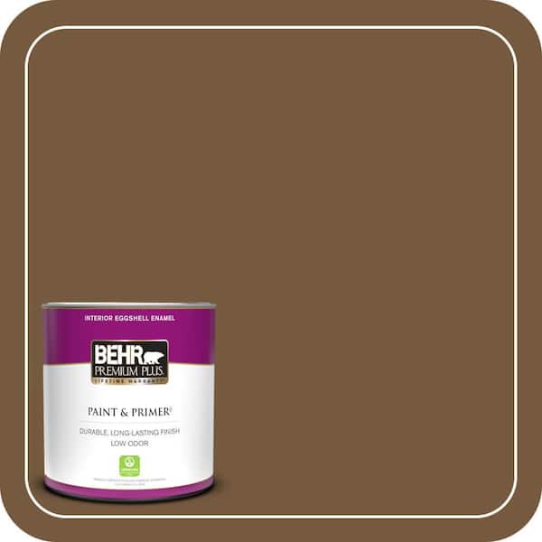 BEHR PREMIUM PLUS 1 qt. #290F-7 Wooden Cabin Eggshell Enamel Low Odor Interior Paint & Primer