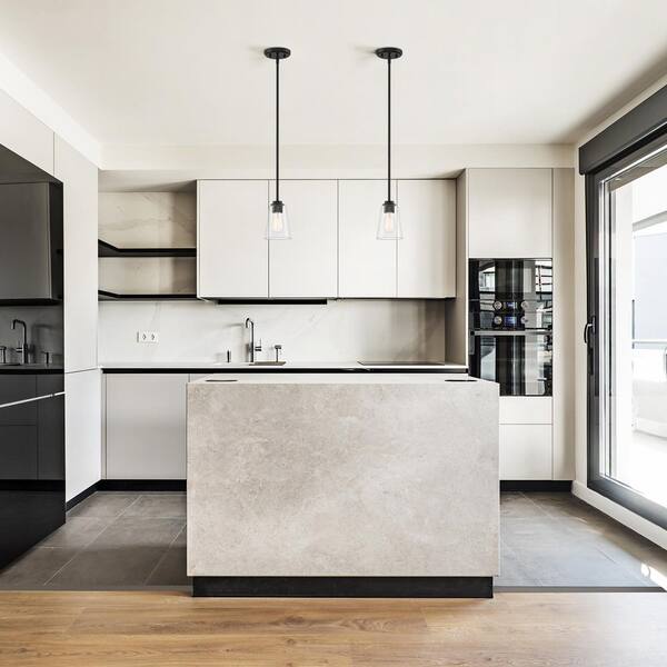 Designers Fountain - Westin 60-Watt 1-Light Matte Black Industrial Pendant Light with Clear Glass Shade and No Bulbs Included