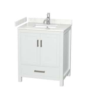 Sheffield 30 in. W x 22 in. D x 35.25 in. H Single Bath Vanity in White with Carrara Cultured Marble Top