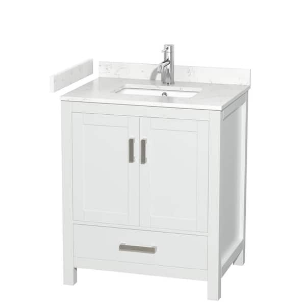 Wyndham Collection Sheffield 30 in. W x 22 in. D x 35.25 in. H Single Bath Vanity in White with Carrara Cultured Marble Top
