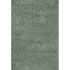 Kara Solid Shag Green 5 ft. 3 in. x 7 ft. 7 in. Area Rug