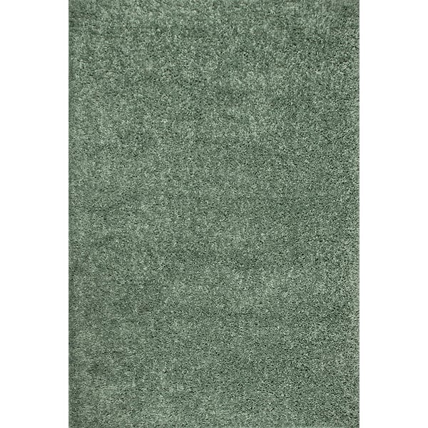 nuLOOM Kara Solid Shag Green 5 ft. 3 in. x 7 ft. 7 in. Area Rug
