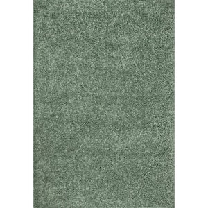 Kara Solid Shag Green 7 ft. 10 in. x 10 ft. 10 in. Area Rug