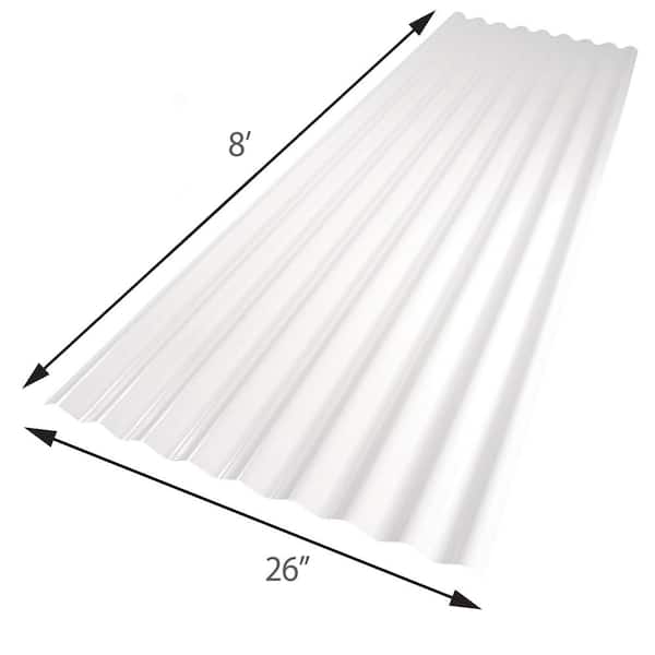 Palruf - 26 in. x 8 ft. Corrugated PVC Roof Panel in White
