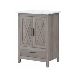 Key West 24.21 in. W x 18.31 in. D x 34.06 in. H Single Sink Bath Vanity in Driftwood Gray with White Top