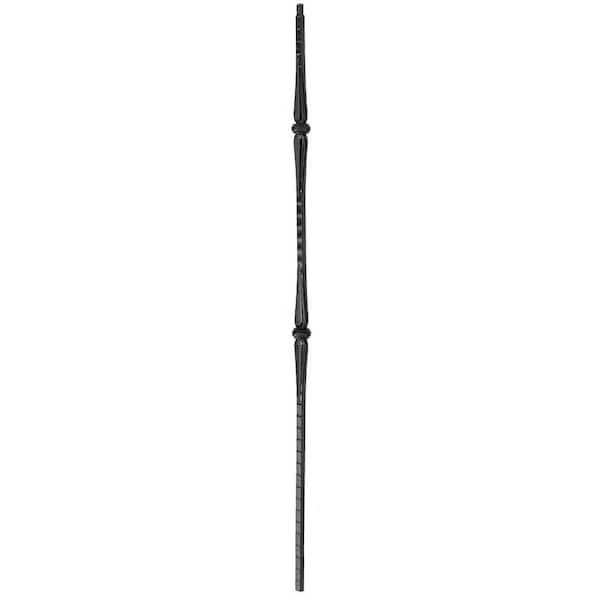 arteferro 44 in. x 9/16 in. Dual Sided Hammered with Dual Knuckles Classic Black Powder Coated Wrought Iron Stair Baluster
