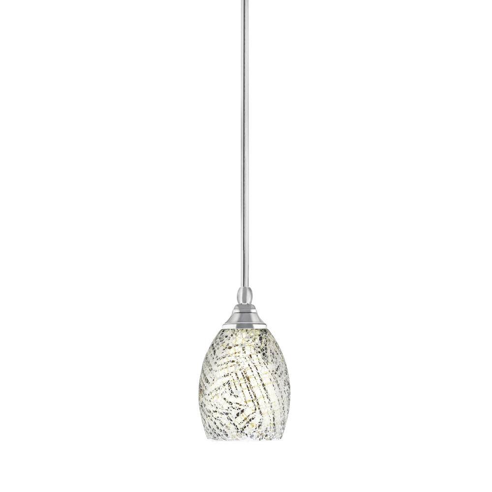 Sparta 100-Watt 1-Light Chrome Shaded Pendant Light Mini Pendant with Natur