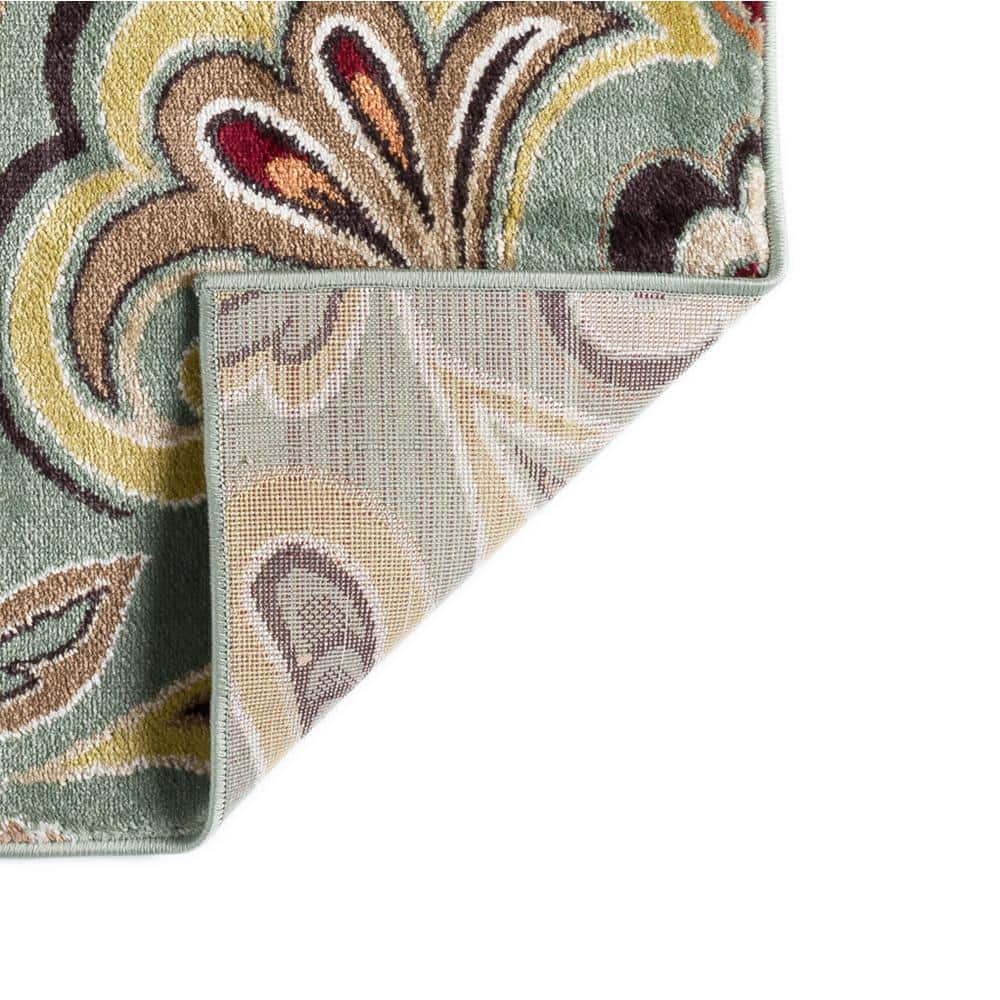 Deco 5' x 7' Green Floral Synthetic Tufted Rug
