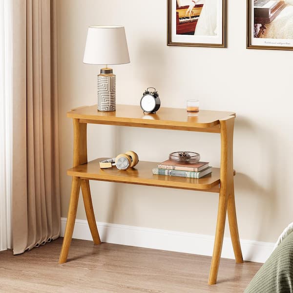 BYBLIGHT Kerlin 25.2 in. Brown Rectangle Engineered Wood End