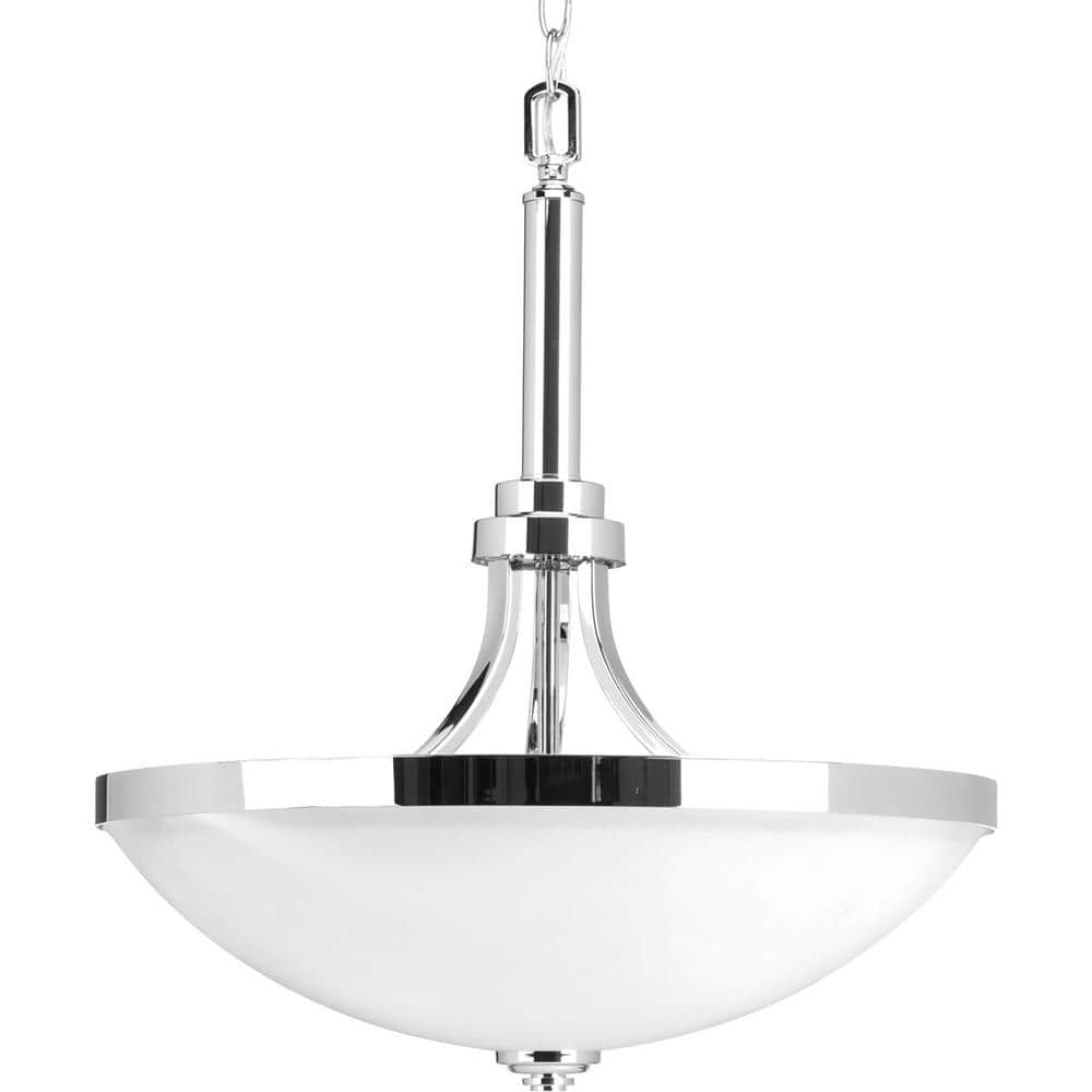 Topsail Polished Chrome 3-Light Pendant with Glass Shade