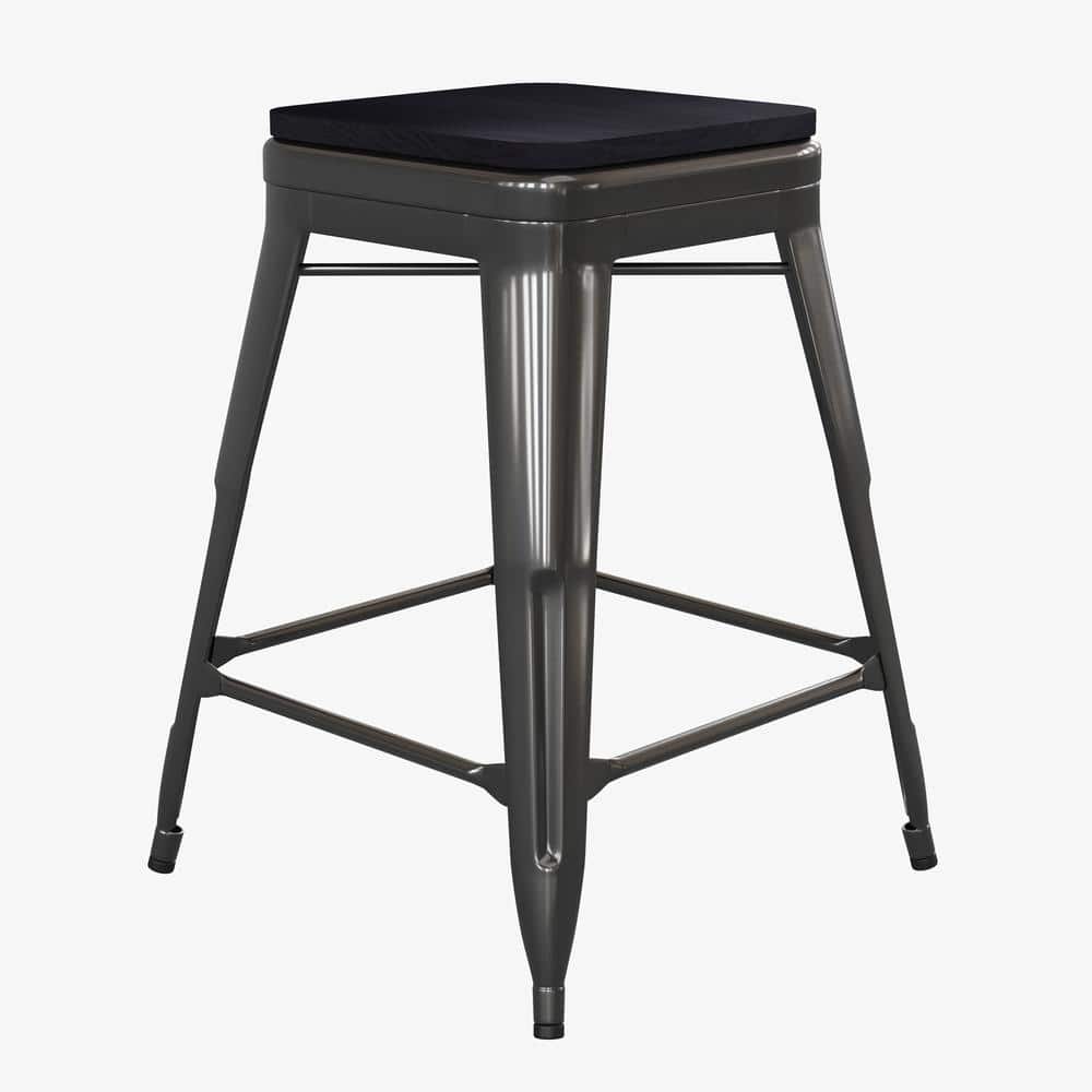 Carnegy Avenue Black/Black Metal Outdoor Bar Stool CGACH515780BLHD