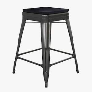 Black/Black Metal Outdoor Bar Stool