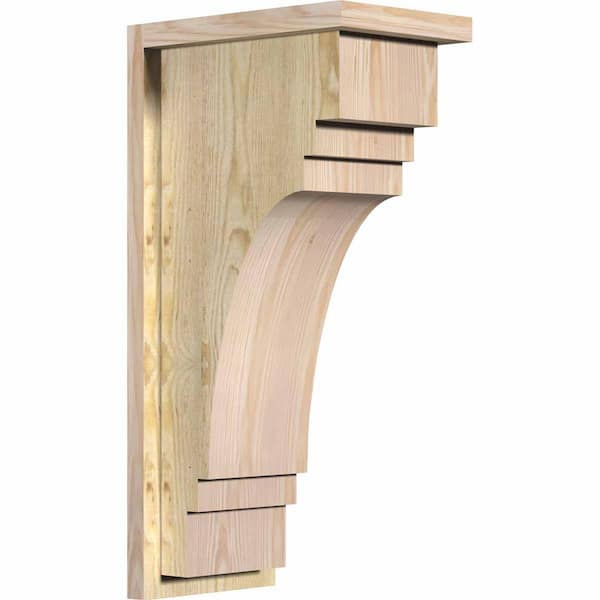 Ekena Millwork 8 in. x 12 in. x 24 in. Douglas Fir Pescadero Rough Sawn Corbel with Backplate