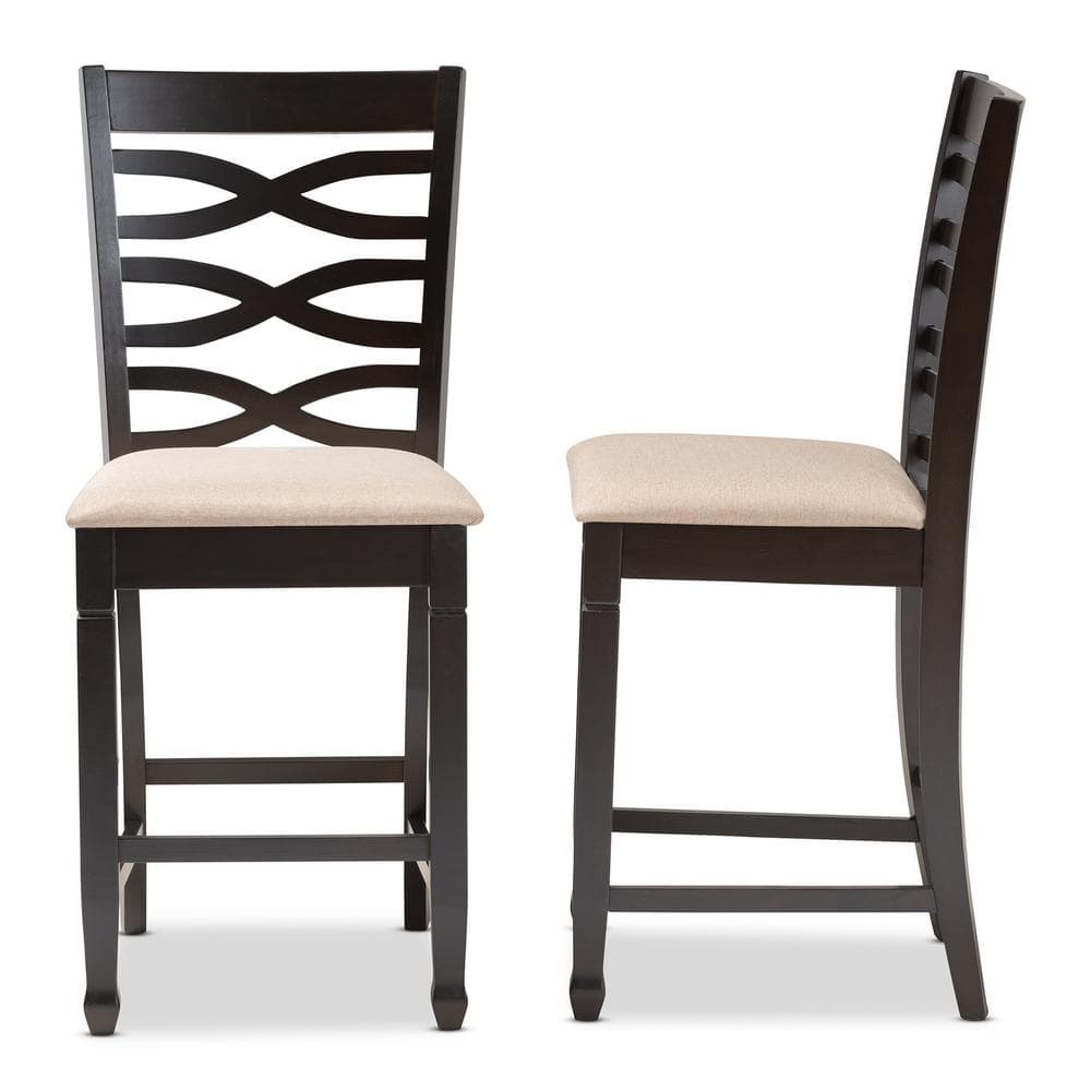 Lanier Espresso Brown and Sand Counter Height Pub Chair Set of 2