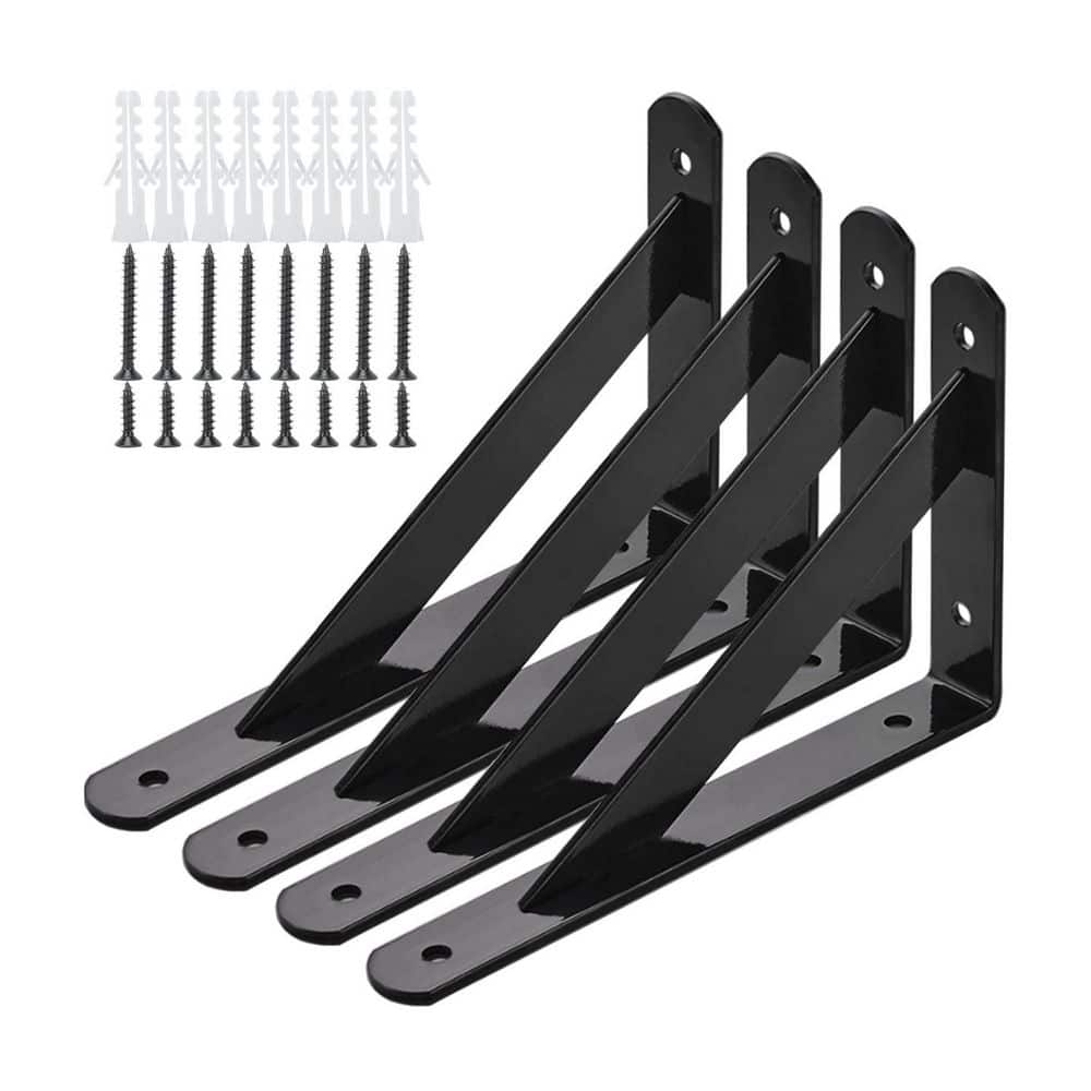 8 in x 5 in Metal L Shelf Bracket Black Powder-Coated Heavy Duty Wall Mount Floating Shelf 4 Pack price history on PriceWatchPro
