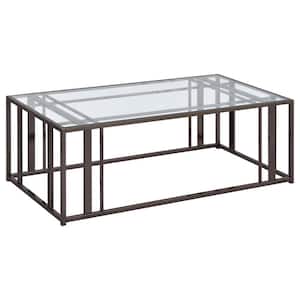 Adri 54 in. Clear and Black Nickel Rectangle Glass Top Coffee Table