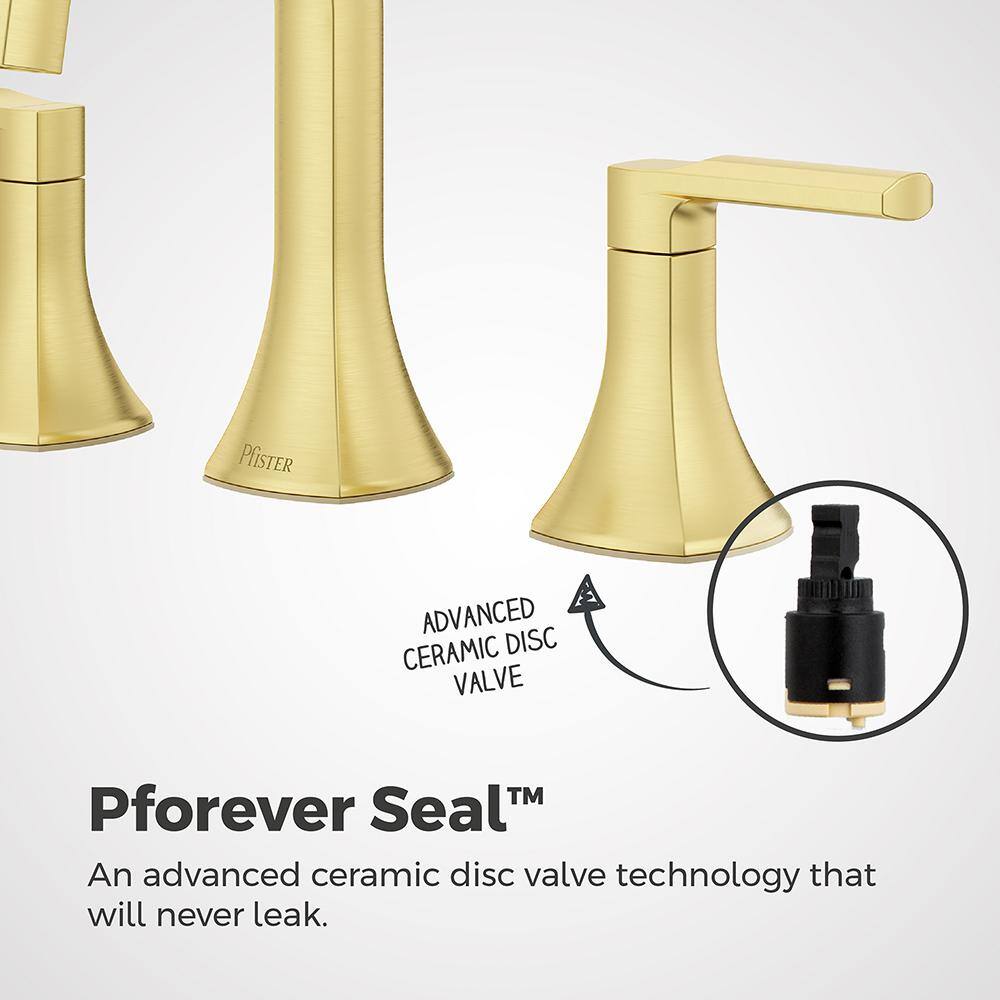 Vaneri Brushed Gold Widespread Bathroom Faucet with Metal Handles