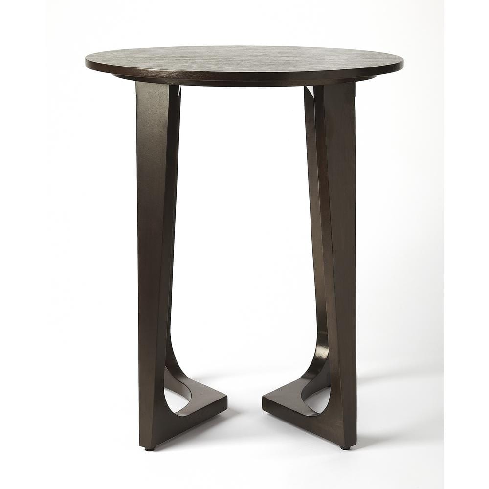 Espresso Sheesham Solid Wood Round Modern End Table
