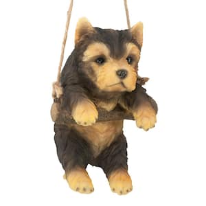 8 in. H Yorkie Puppy on a Perch Hanging Dog Sculpture