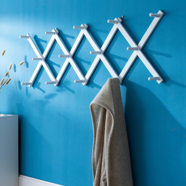 Angel Sar White Accordion Wall Hanger, Expandable Wall Mounted
