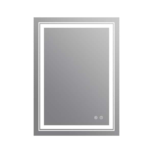 Maincraft 20 in. W x 28 in. H Rectangular Frameless Anti-Fog Wall Mounted LED Light Bathroom Vanity Mirror in Silver