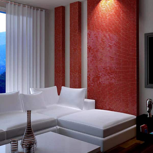 Dune Glossy Candy Red 12 in. x 12 in. Glass Mosaic Wall and Floor Tile (20 sq. ft./case) (20-pack)