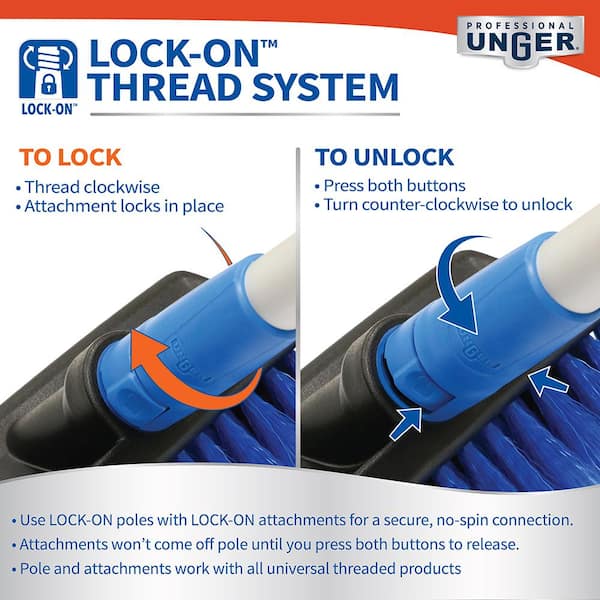 Unger Lock-On 22 in. Foam Floor Squeegee, 60 in. Aluminum Pole Dual Ended Pole and Multi-Angle Wash Brush