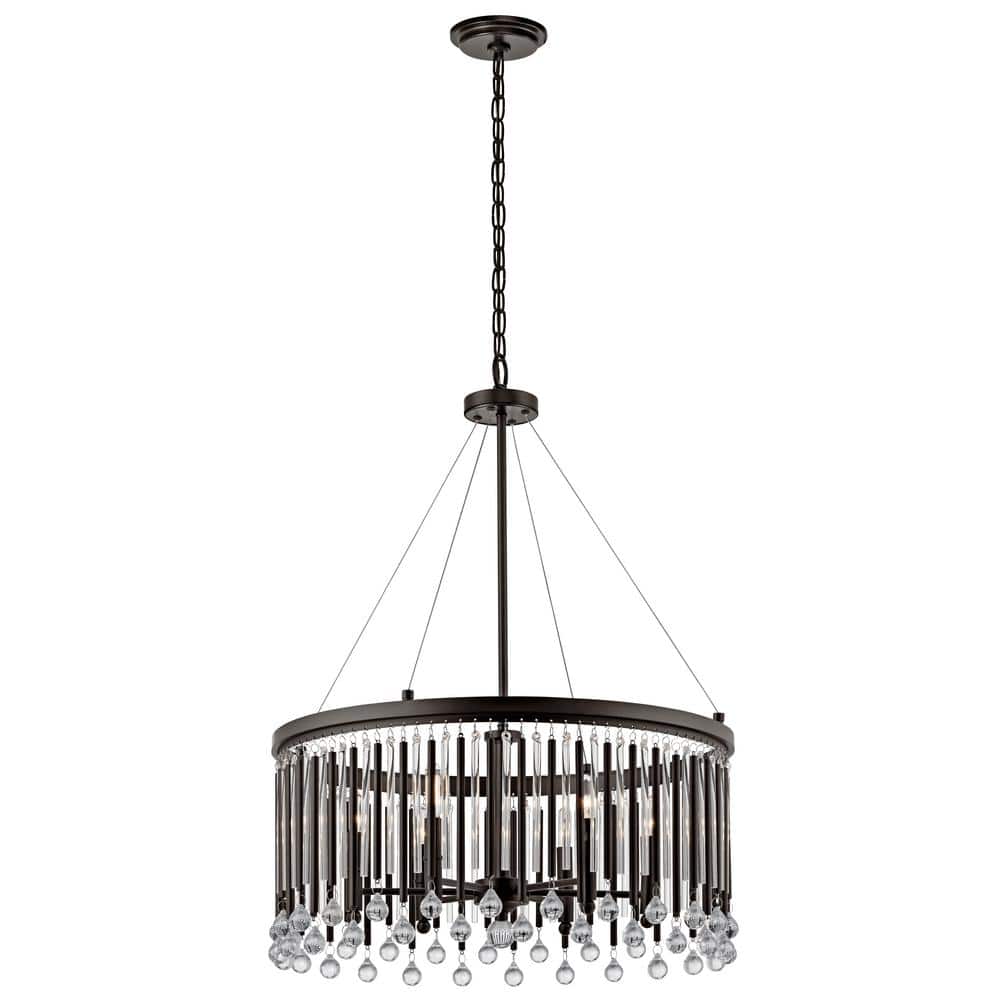 KICHLER Piper 6Light Espresso Contemporary Dining Room Circle Crystal